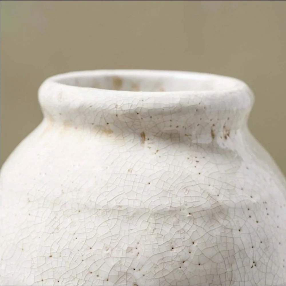 Magnolia “Marie” Tall Distressed Crackle Ceramic Vase
